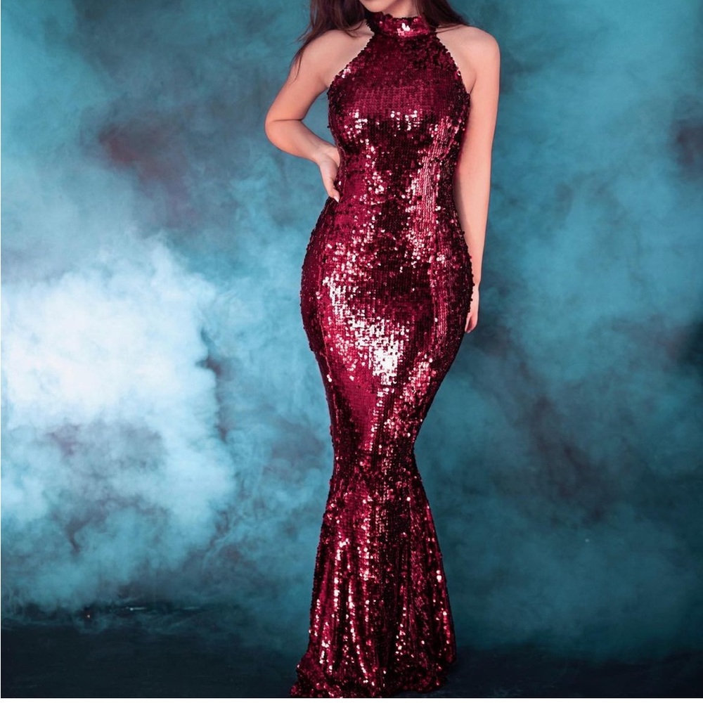 Zara red sequin maxi dress